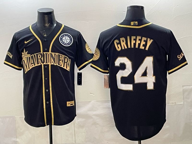 Men 2026 Nike Seattle Mariners #24 Griffey black gold Game MLB Jersey 03->seattle mariners->MLB Jersey